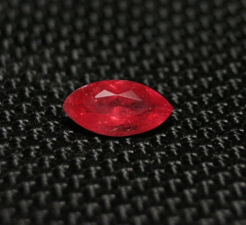 Rare Faceted Rhodonite 0.89ct Brazil Ultra Rare Crimson Red Gem Grade Rhodonite 8.8x4.5mm