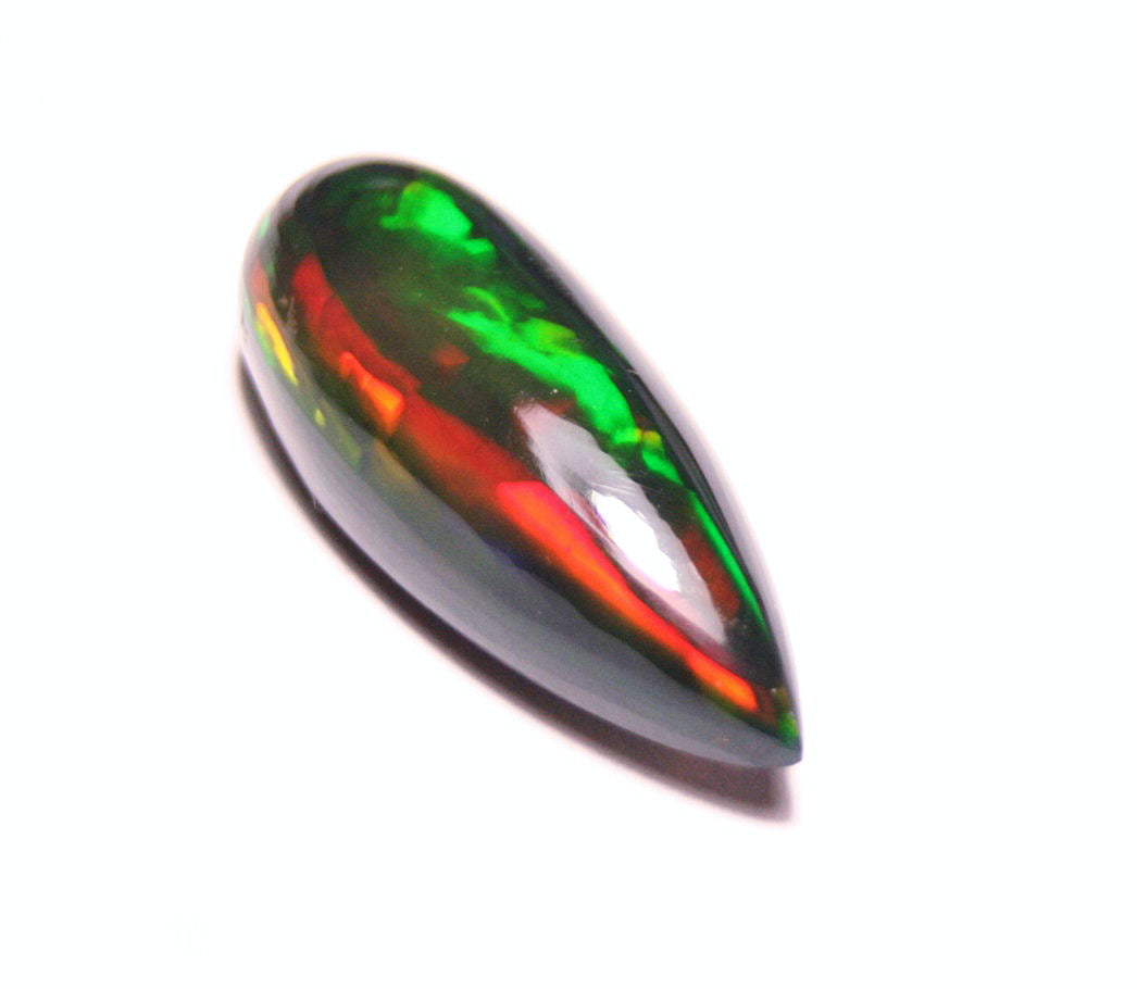 Black Welo Opal Cabochon 9.8ct Rainbow Teardrop Natural Opal Ethiopia 24x9mm