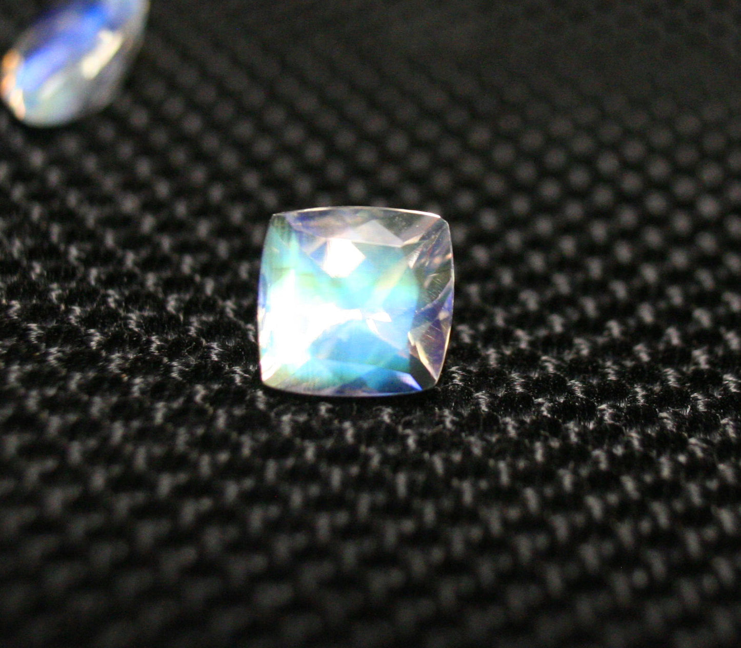 Faceted Moonstone 1.06ct Madagascar AAA Rainbow Moonstone 6x6mm Cushion