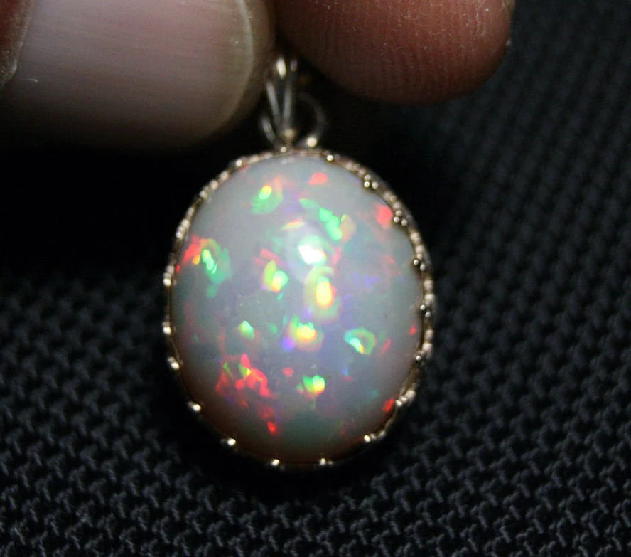 Solid Sterling Silver Pendant 10.8ct Welo Precious Opal Prism Flash Blaze Video