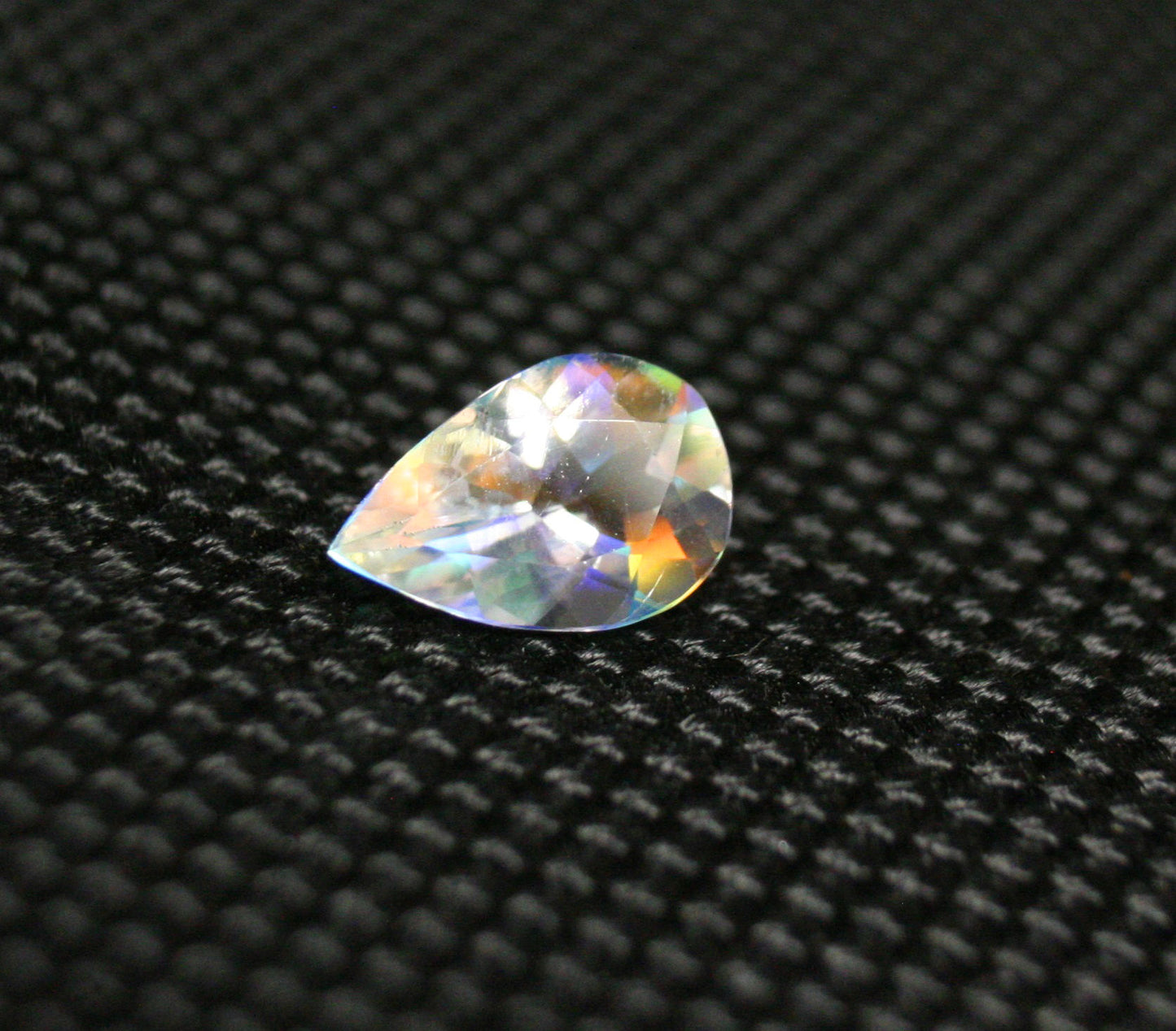 Faceted Moonstone 1.33ct Madagascar AAA Rainbow Moonstone 10x7mm Pear