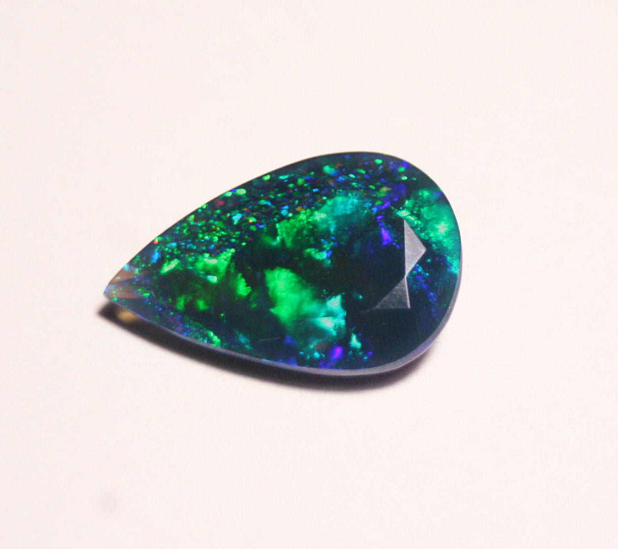 Faceted Black Welo Opal 4.7ct Neon Galaxy Flash AAA Ethiopian Opal 18x11mm