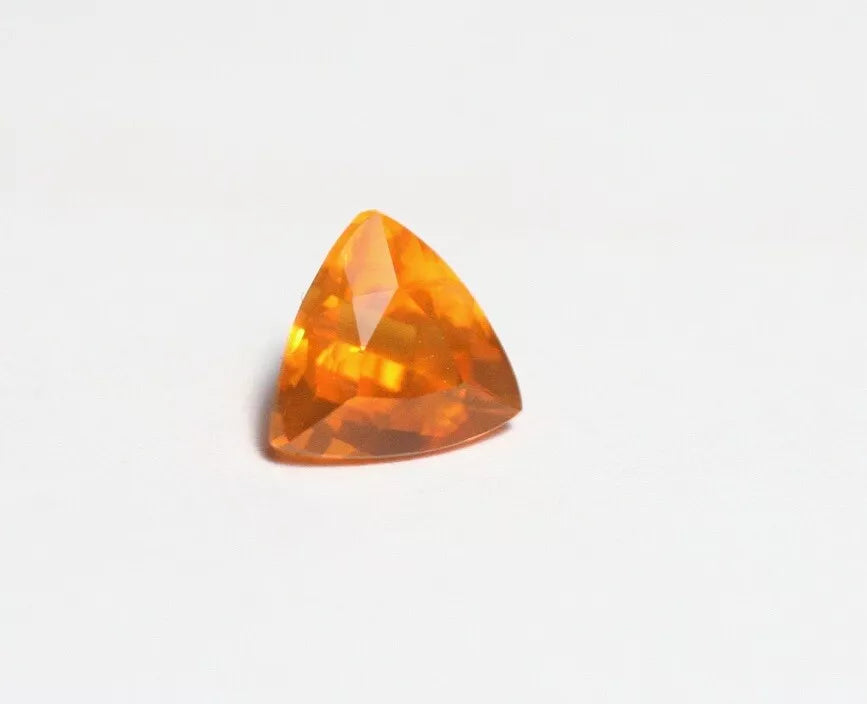 Faceted Yellow Mexican Fire Opal 0.61ct Trillion Cut Natural Rich Opalescent 6x6mm