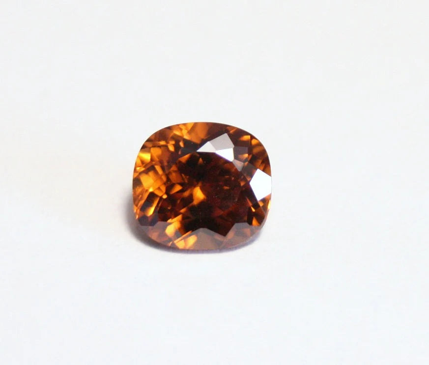 Orange Zircon 2.4ct Scintillating Custom Cushion Cut - Cambodia 7x6.5mm