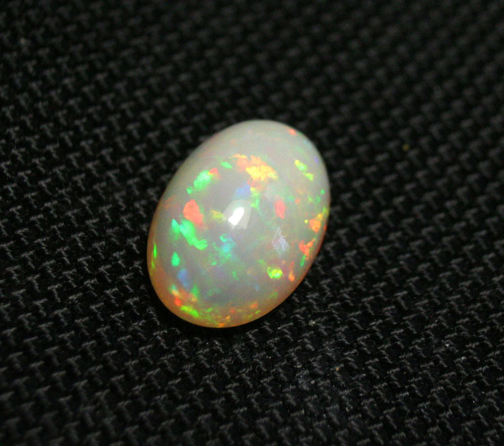 Welo Precious Opal Cabochon 7.7ct Rainbow Flakes Natural Ethiopian Opal 17x12mm