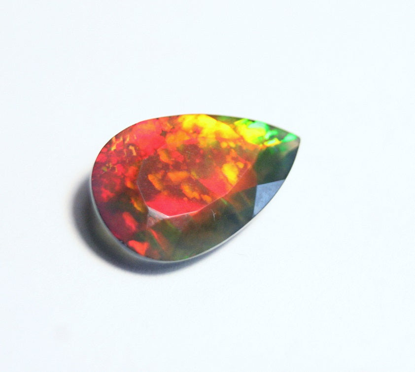 Faceted Black Welo Opal 3.2ct Natural Opal Ethiopia Rainbow Blaze Video 15x10mm