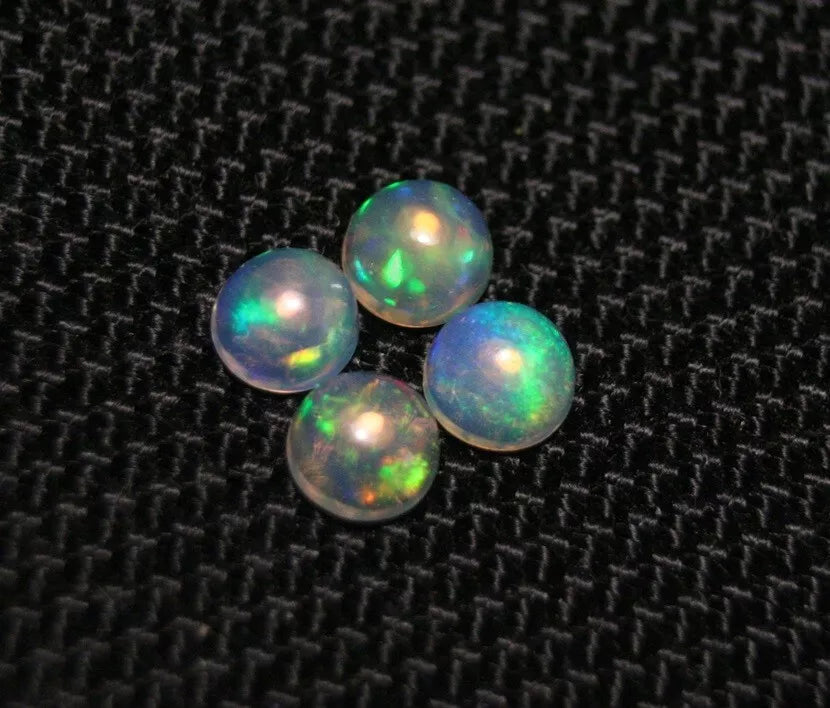 Welo Crystal Opal Round 5x5mm Cabochons 4pc Lot 1.42ct AAA Natural Opal Ethiopia