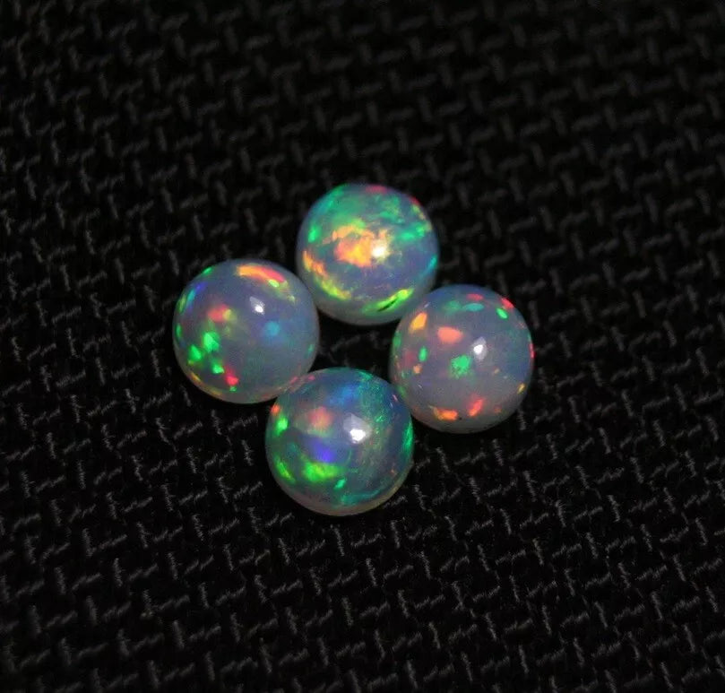 Welo Crystal Opal Round 5x5mm Cabochons 4pc Lot 1.78ct AAA Natural Ethiopian Opal