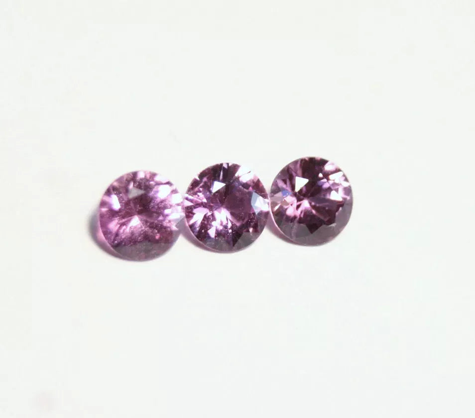 Umba Natural Sapphire 3pc 0.82ct Magenta Pink Purple Untreated Precision Cut 4x4mm