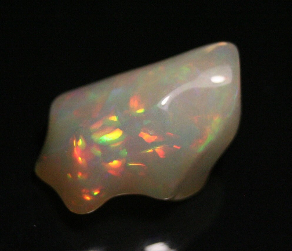 Welo Carved Crystal Opal 16.25ct Rainbow Confetti AAA Jelly Opal - See Video