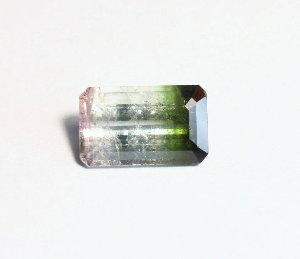 Achroite Tourmaline 4.5ct Stunning Emerald Cut Watermelon Tourmaline 12x7mm