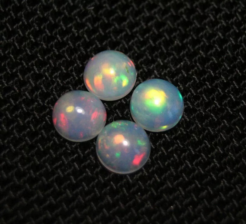 Welo Crystal Opal Cabochon 6x6mm 2.37ct 4pc Lot Neon Rounds AAA Natural Opal