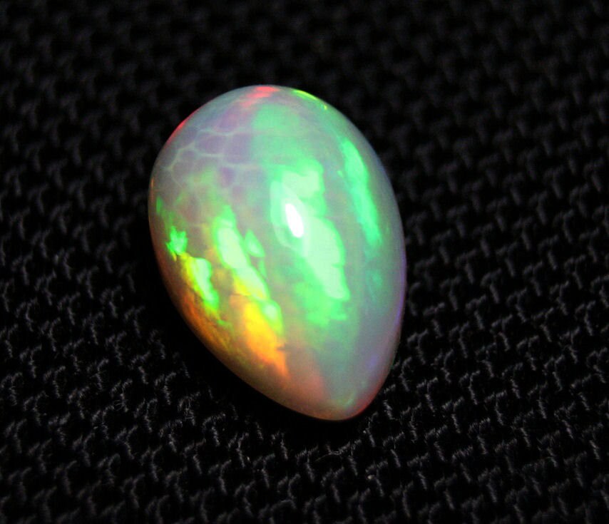 Welo Crystal Opal Cabochon 7.8ct Honeycomb Pear AAA Natural Ethiopian See Video