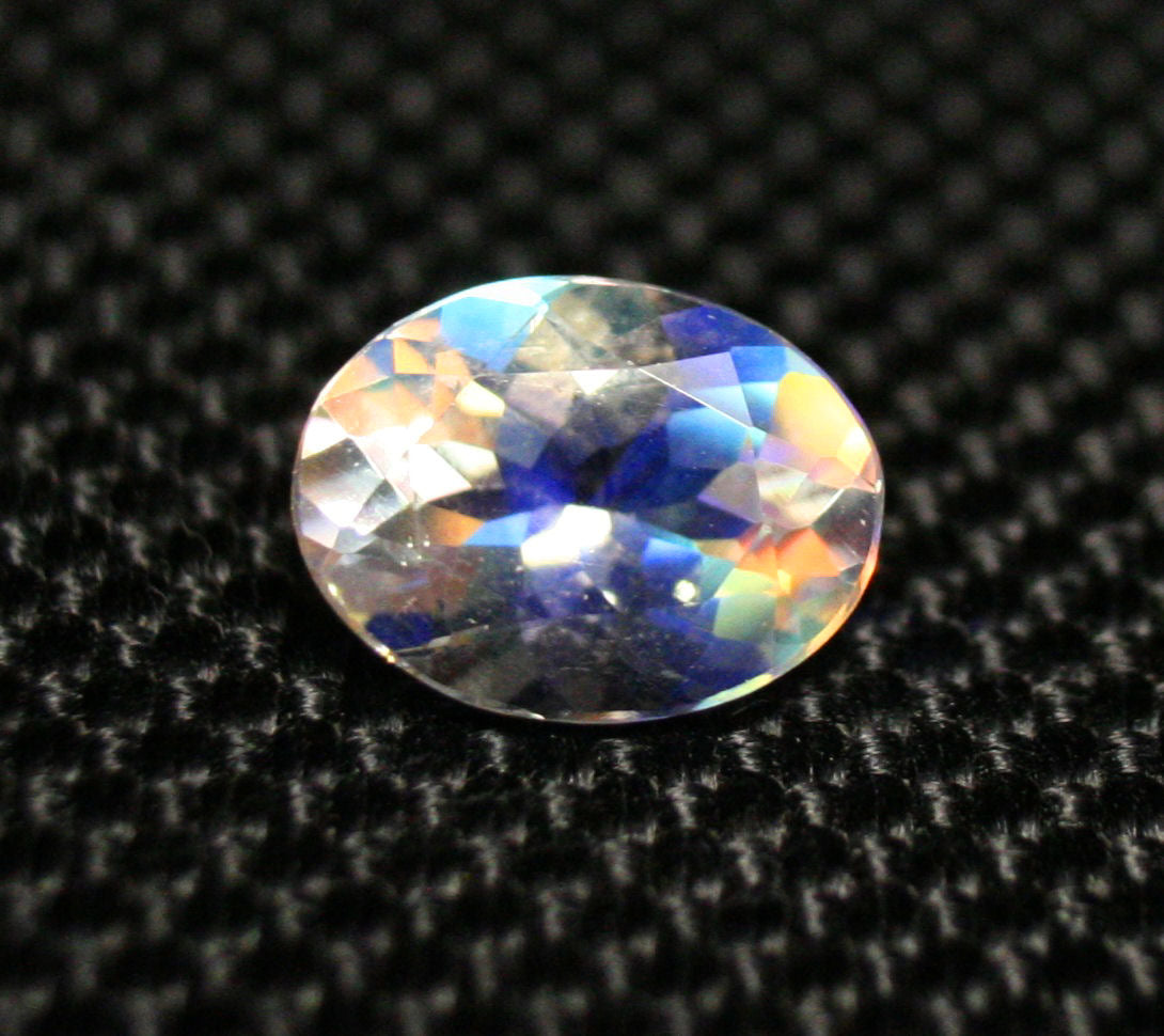 Faceted Moonstone 1.59ct Madagascar AAA Rainbow Moonstone 9x7mm Oval