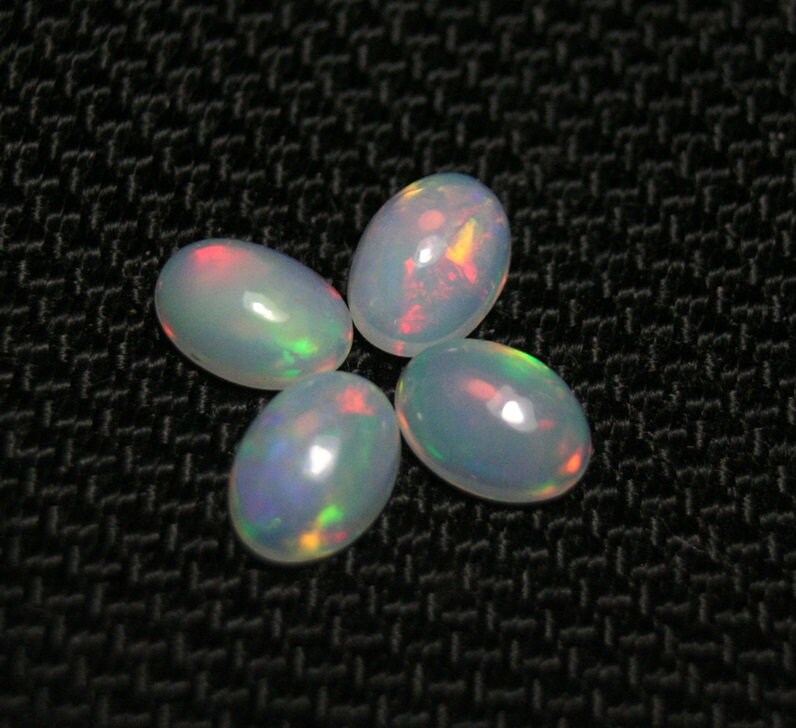 Welo Opal Cabochon 7x5mm 4pc Lot 2ct Lot Rainbow Ovals AAA Crystal Opal