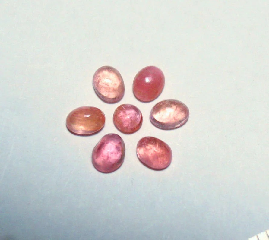 Pezzottaite Cabochon 7pc Lot 1.34ct Ultra Rare Raspberry Beryl - Madagascar