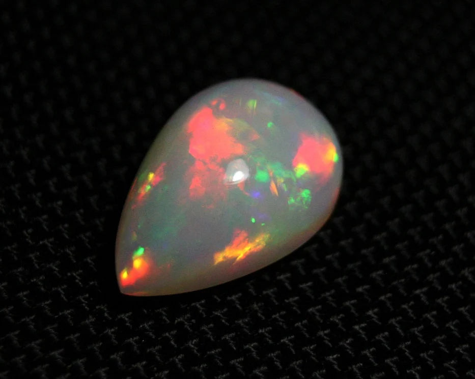 Welo Precious Opal Cabochon 9.7ct Rainbow Blaze Pear AAA Natural Ethiopian Video