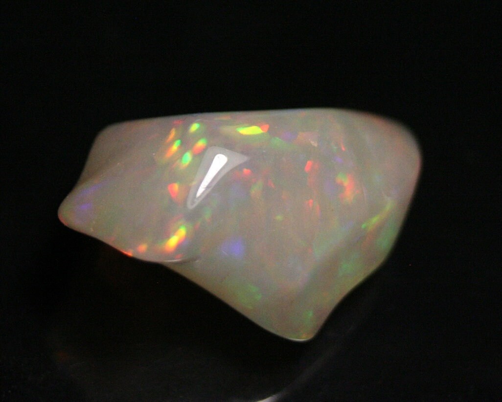 Welo Carved Crystal Opal 16.25ct Rainbow Confetti AAA Jelly Opal - See Video