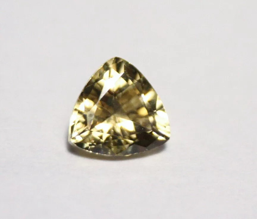 Burmese Chrysoberyl 0.71ct Rare Yellow AAA Scintillating Trillion Cut 5.5x5.5mm