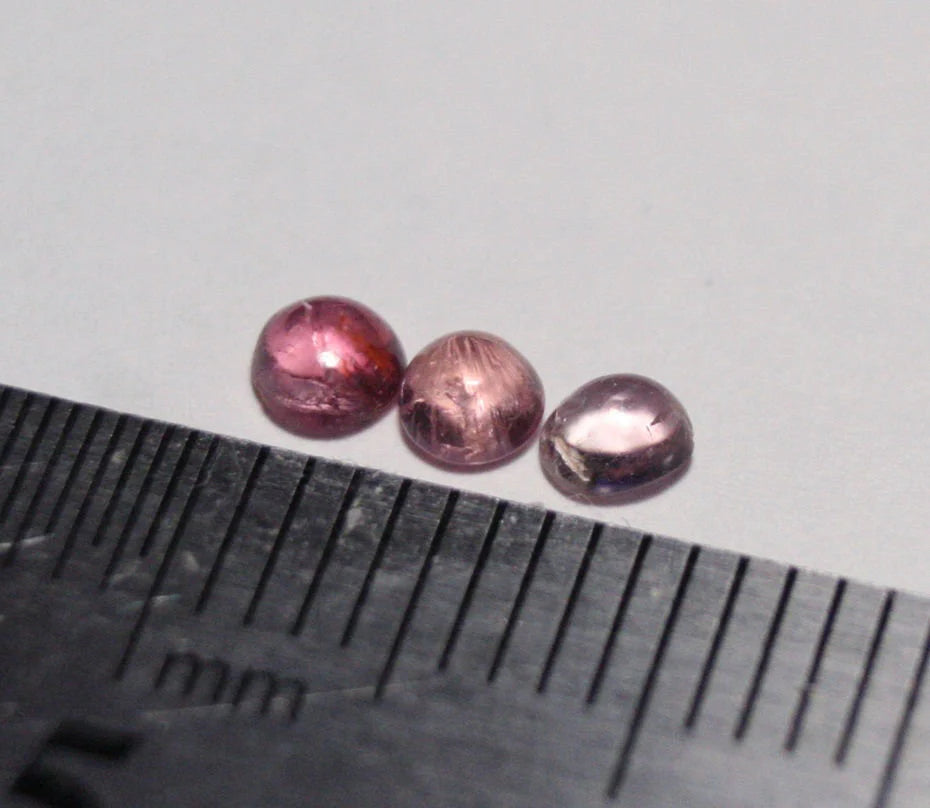 Pezzottaite Cabochon 3pc Lot 0.4ct Ultra Rare Raspberry Beryl - Madagascar