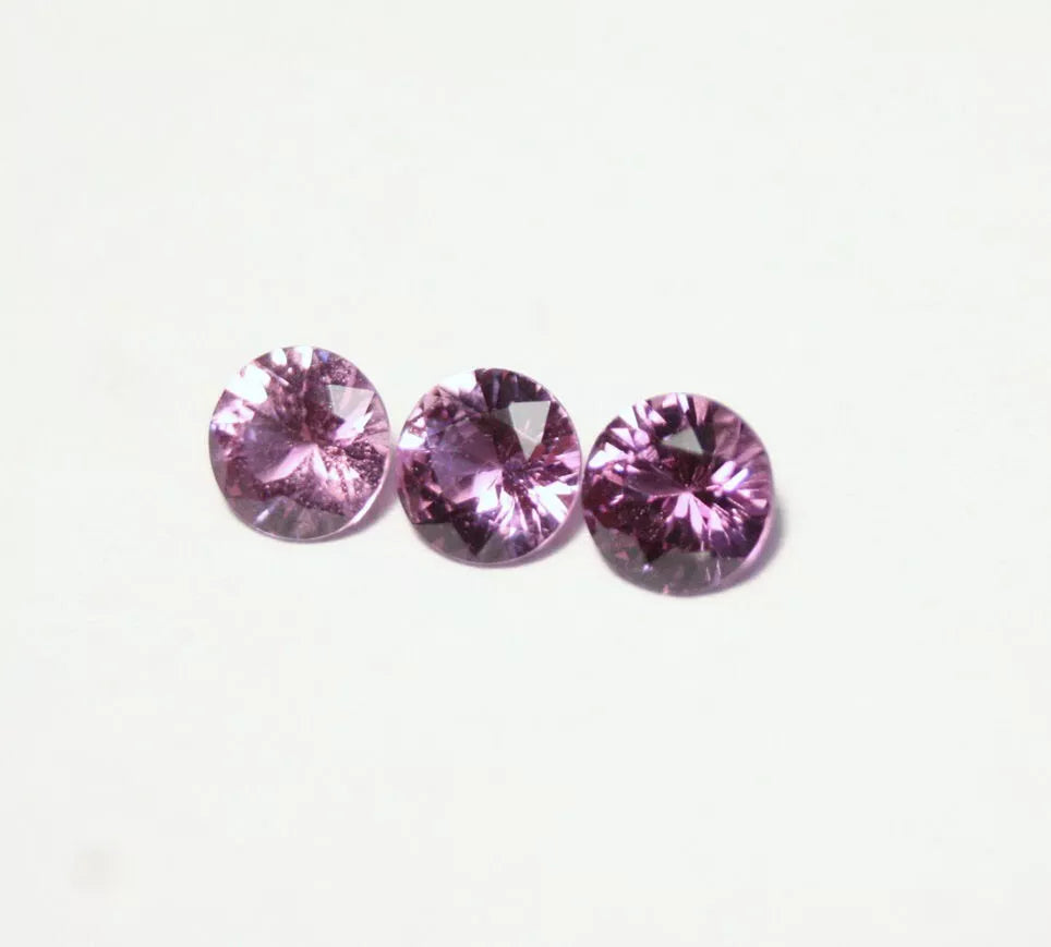 Umba Natural Sapphire 3pc 0.82ct Magenta Pink Purple Untreated Precision Cut 4x4mm