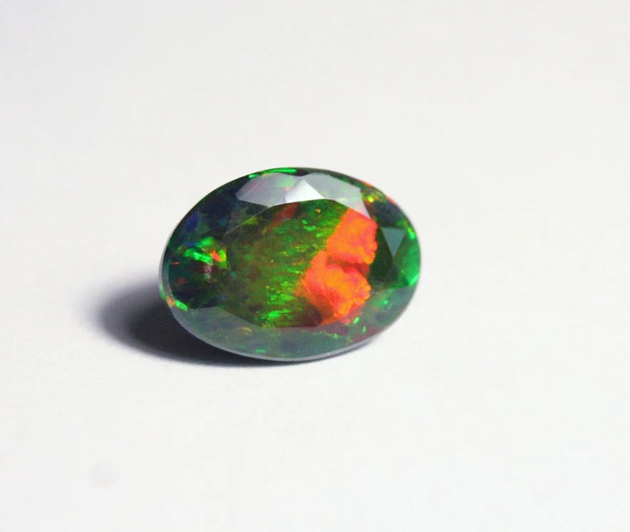 Faceted Black Welo Opal 5.24ct Rainbow Confetti AAA Natural Ethiopian Opal 13x9mm