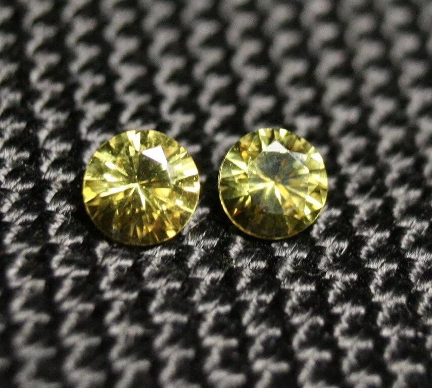 Burmese Chrysoberyl Pair 0.6ct Yellowish Green Beautiful Scintillating Gems 4x4mm