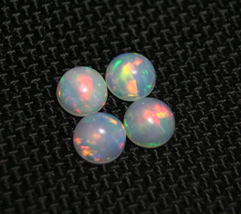 Welo Crystal Opal Round 6x6mm Cabochons 4pc Lot 2.12ct AAA Jelly Opal