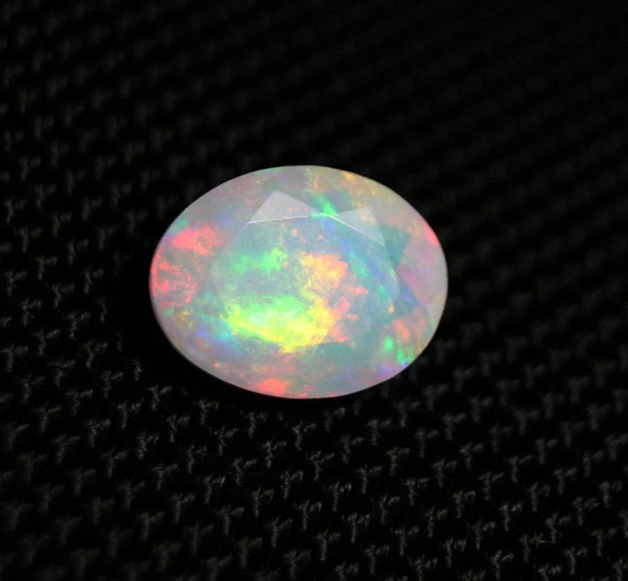 Faceted Welo Opal 2.7ct Precious Rainbow Natural Ethiopian Opal 12x9mm Video AAA