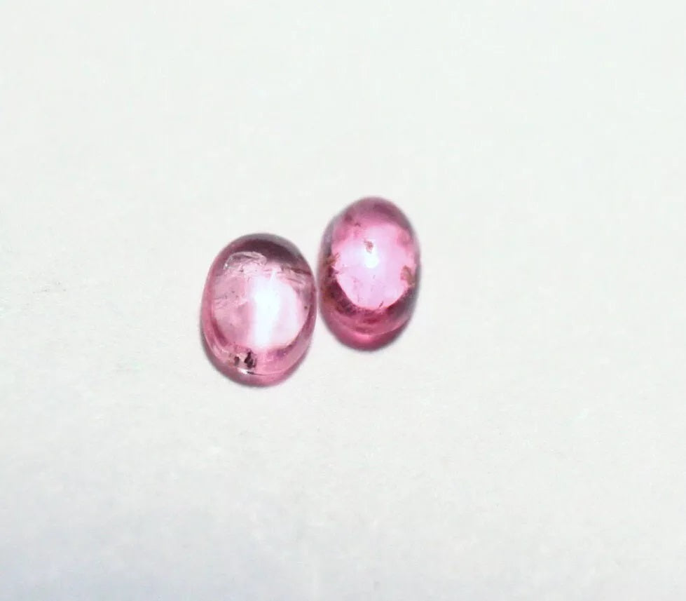 Pezzottaite Cabochon 2pc Lot 0.18ct Ultra Rare Raspberry Beryl Madagascar 3.5x2mm