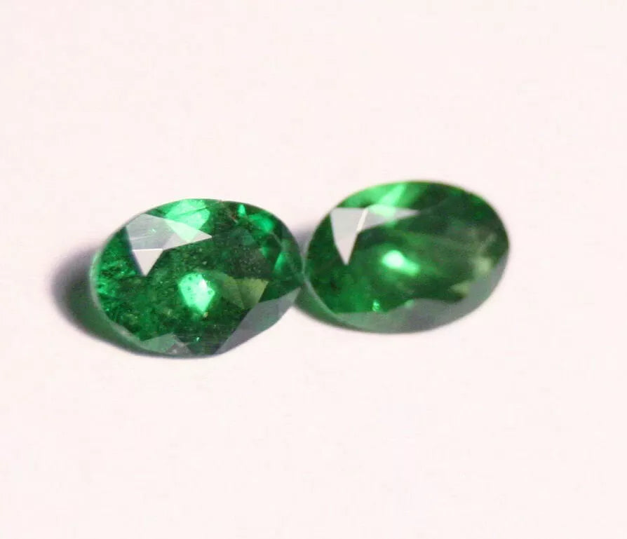 Tsavorite Garnet 1.24ct Oval Pair Rare Emerald Green Fine Gem - Tanzania 6x4mm