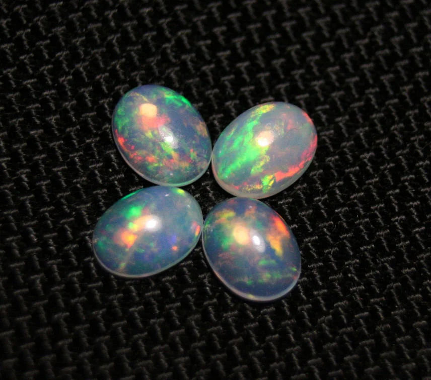 Welo Crystal Opal Cabochon 2.89ct 4pc Lot Lovely Natural Matching Opal Lot 8x6mm