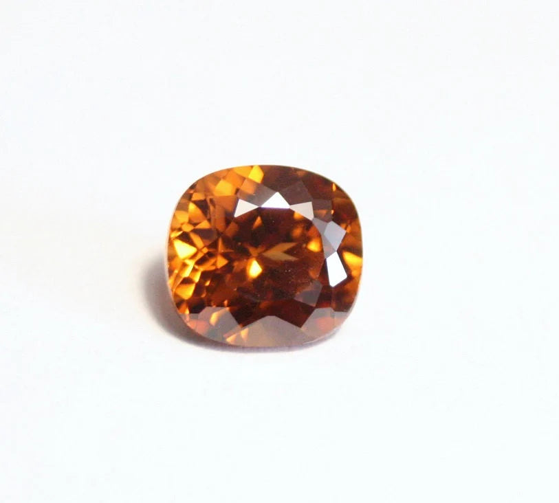 Orange Zircon 2.4ct Scintillating Custom Cushion Cut - Cambodia 7x6.5mm