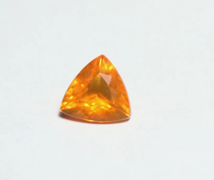 Faceted Orange Mexican Fire Opal 0.66ct Trillion Cut Natural Opalescent 6.5x6.5mm