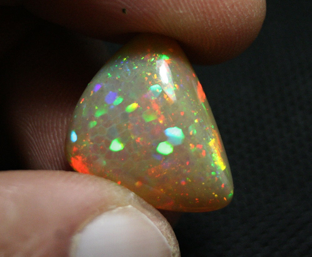 Welo Honey Opal Cabochon 16.2ct Honeycomb Confetti Inferno Natural Opal Video