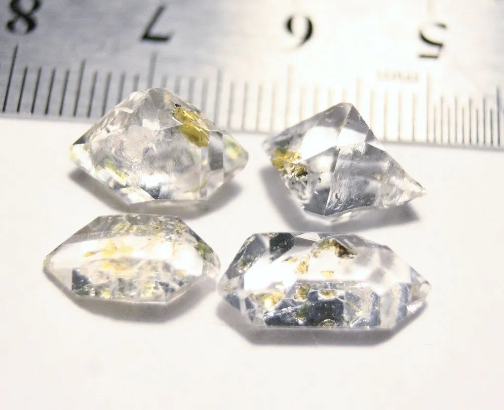 13ct Rare Fluorescent Petroleum Enhydro Oil Diamond Quartz Crystal 4pc Lot AAA