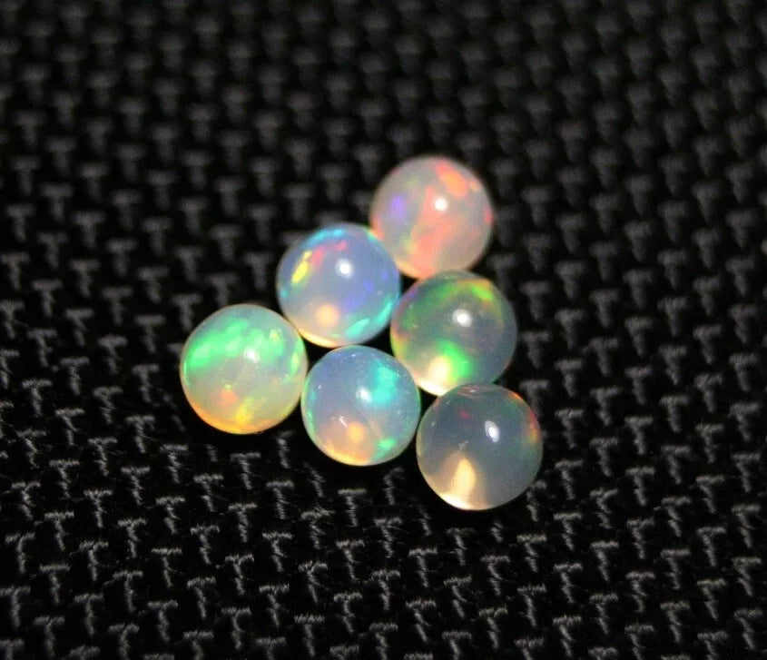 Welo Opal Crystal Ball Sphere 4x4mm  6pc Lot 2.24ct Natural Ethiopian Opal