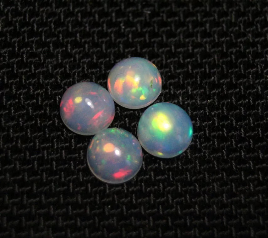 Welo Crystal Opal Cabochon 6x6mm 2.37ct 4pc Lot Neon Rounds AAA Natural Opal