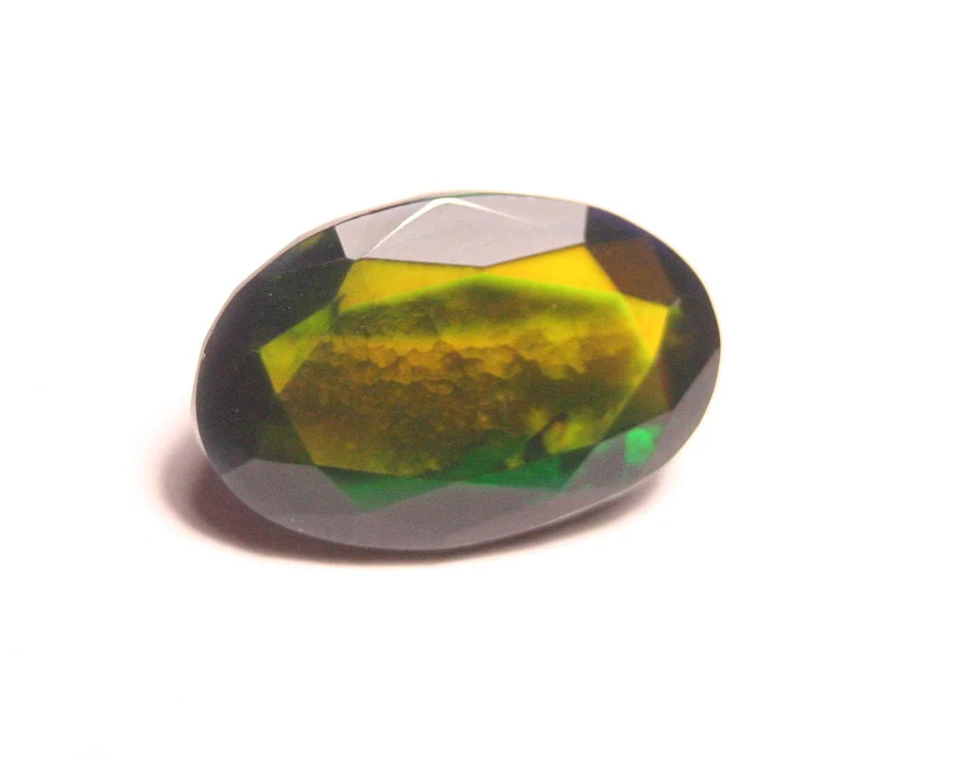 Faceted Black Welo Opal 4ct Neon Broad Flash - AAA Ethiopian Opal - See Video