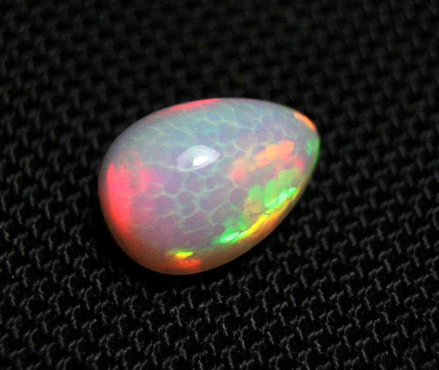 Welo Crystal Opal Cabochon 7.8ct Honeycomb Pear AAA Natural Ethiopian See Video