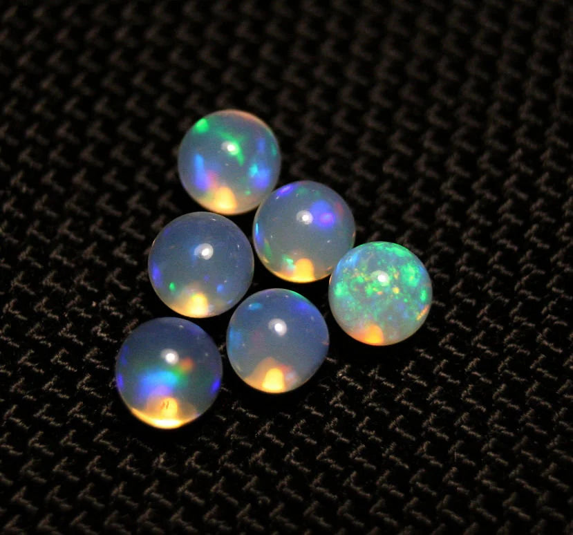 Welo Opal Crystal Ball 4.1ct 6pc Lot Neon Spheres Natural Opal 5x5mm