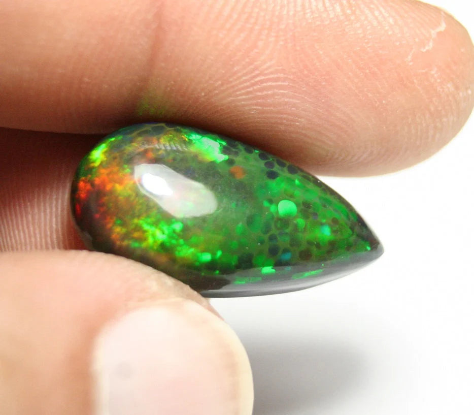 Welo Black Opal Cabochon 12ct Digital Neon Flake AAA Natural Opal Ethiopia Video