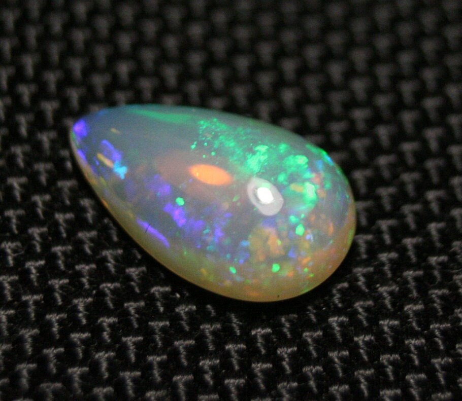 Welo Crystal Opal Cabochon 3.86ct Digital Neon Flash Teardrop Natural Opal See Video 16x9mm