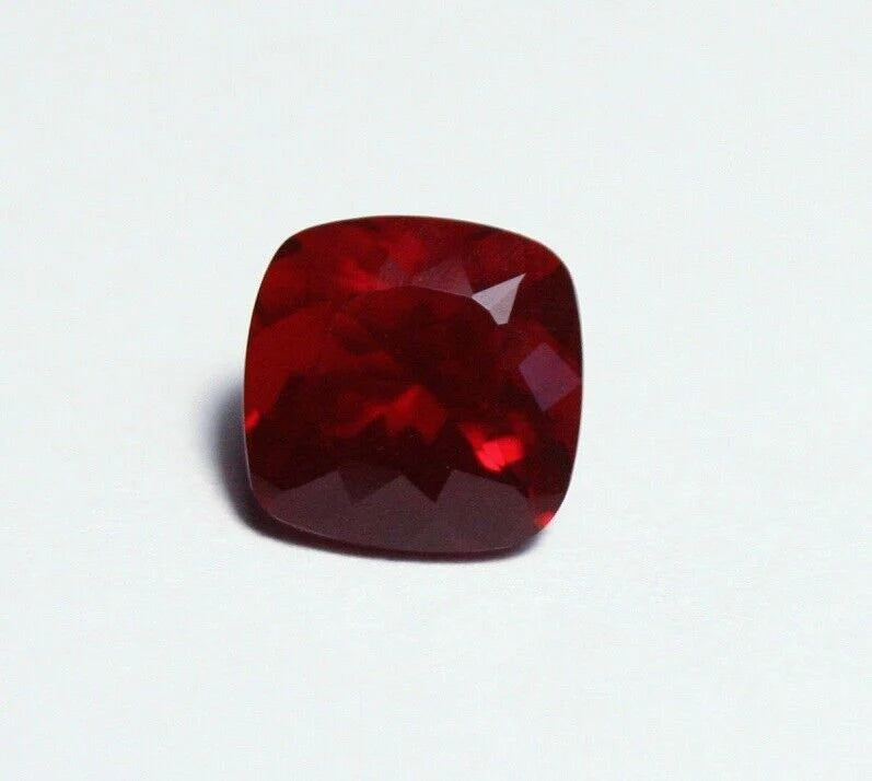 Faceted Red Mexican Fire Opal 0.87ct Cushion Cut Natural Rich Opalescent 6x6mm