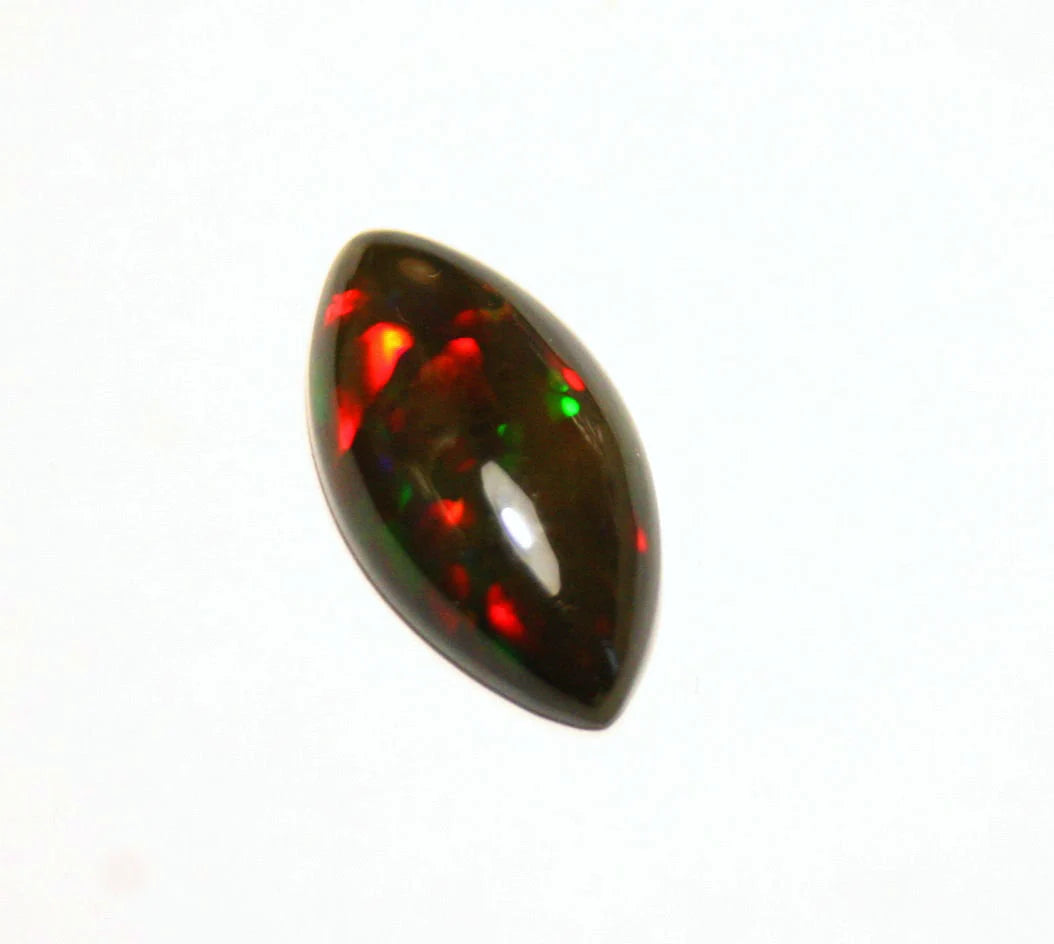 Welo Black Opal Cabochon 2.6ct Harlequin Rainbow Marquise Ethiopian Opal 16x8mm