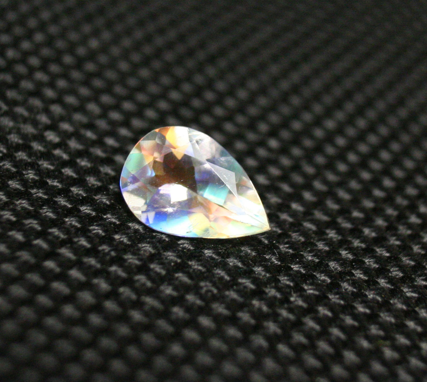 Faceted Moonstone 1.33ct Madagascar AAA Rainbow Moonstone 10x7mm Pear