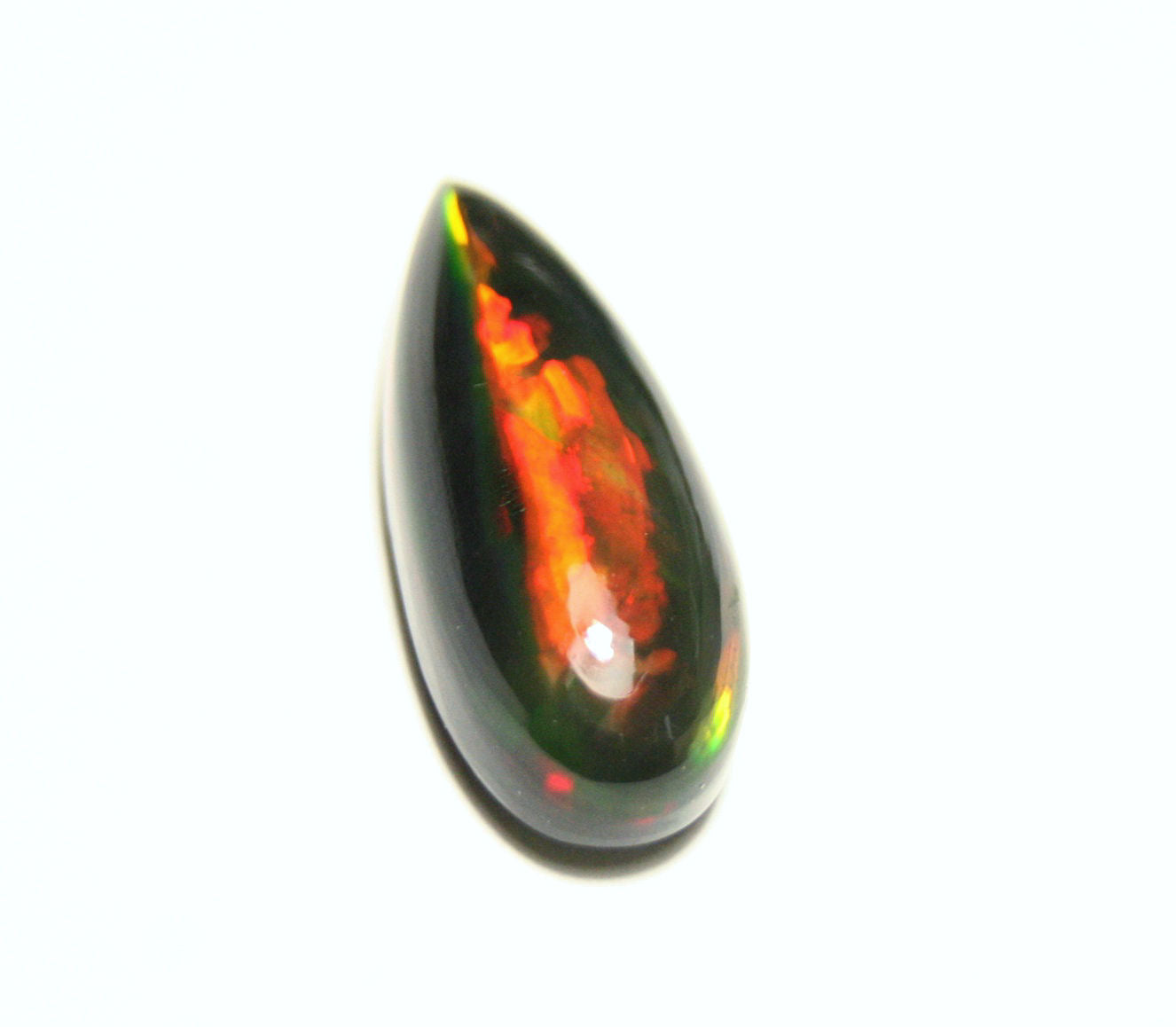 Black Welo Opal Cabochon 9.8ct Rainbow Teardrop Natural Opal Ethiopia 24x9mm