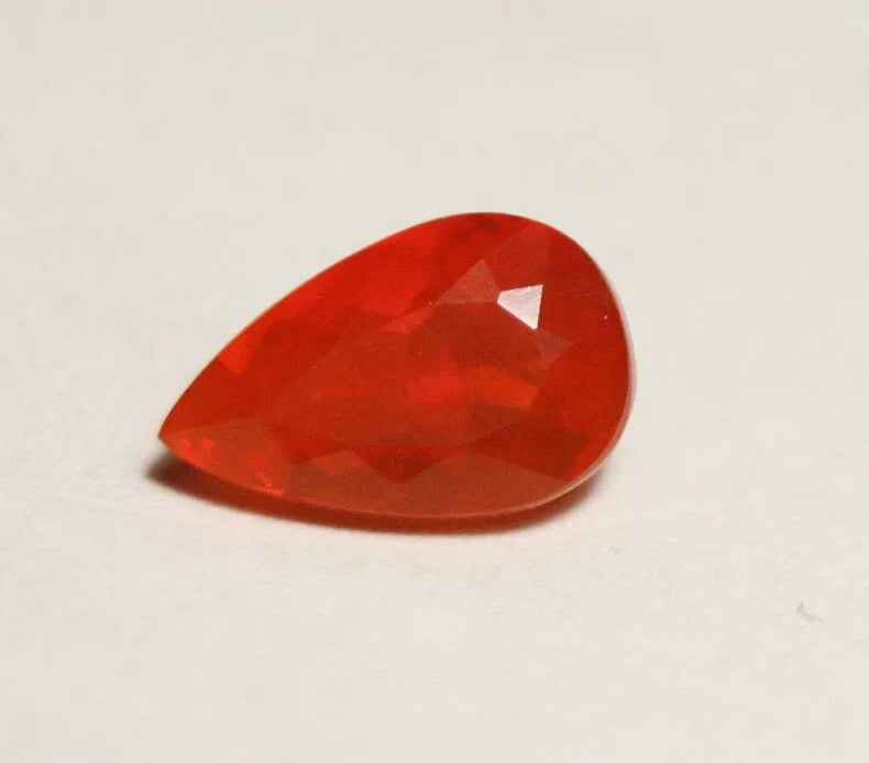 Faceted Mexican Fire Opal 1.2ct Pear Cut Natural Rich Opalescent 9.5x6mm