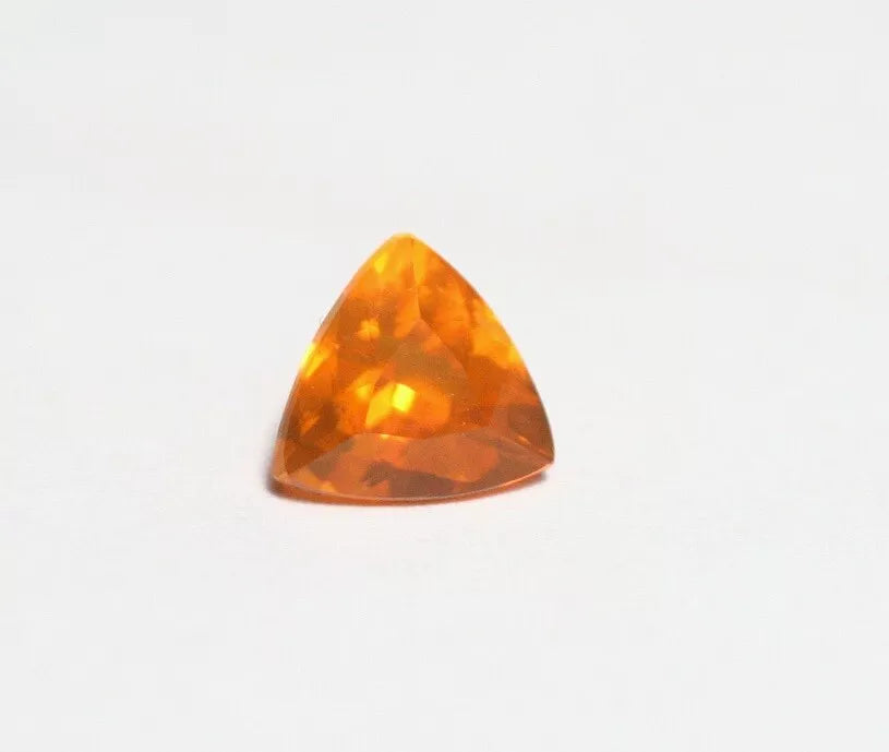 Faceted Yellow Mexican Fire Opal 0.61ct Trillion Cut Natural Rich Opalescent 6x6mm