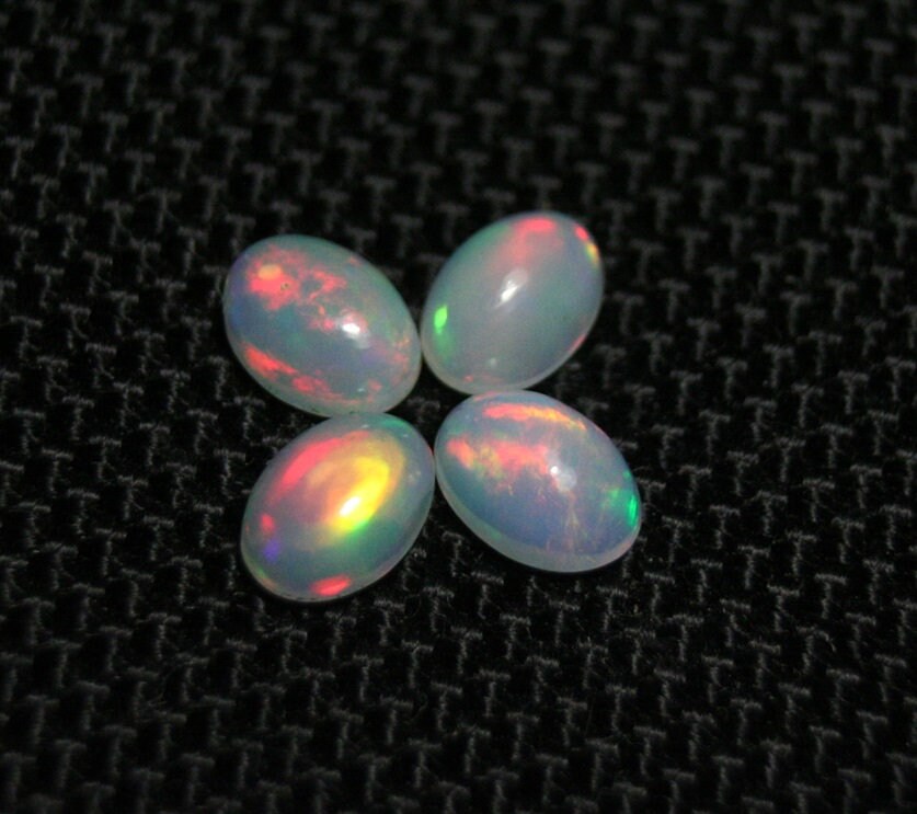 Welo Opal Cabochon 7x5mm 4pc Lot 2ct Lot Rainbow Ovals AAA Crystal Opal